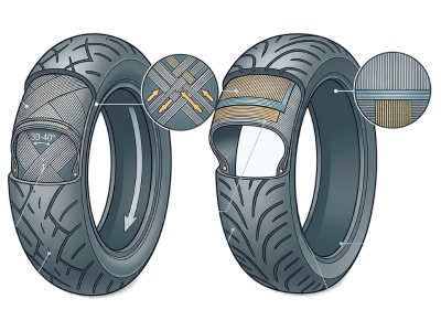 Диагональные и радиальные мотошины: в чем разница и какие выбрать?